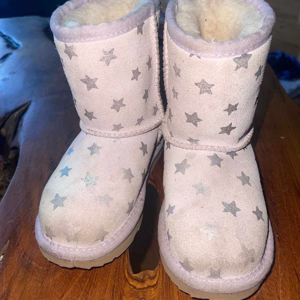 Purple metallic silver star UGG girls boots